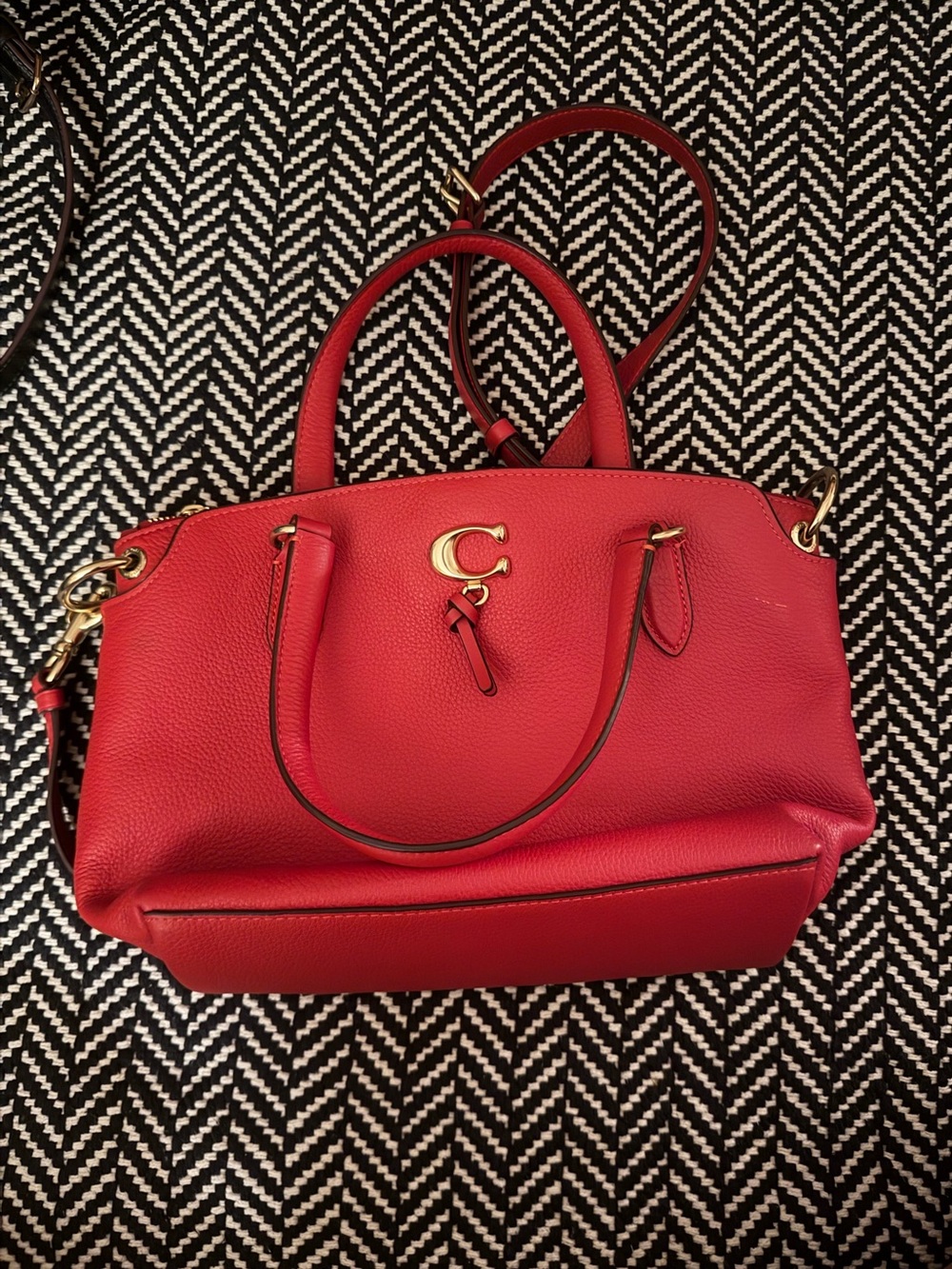 Coach Red Women's Leather Satchel Bag